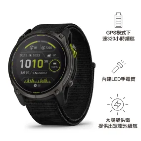 太陽能 GPS 手錶 Enduro 3 Sapphire Carbon Gray DLC Titanium with Black Nylon