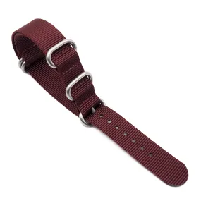 18mm 5 Rings Zulu Military Style Dark Red Nylon Watch Strap