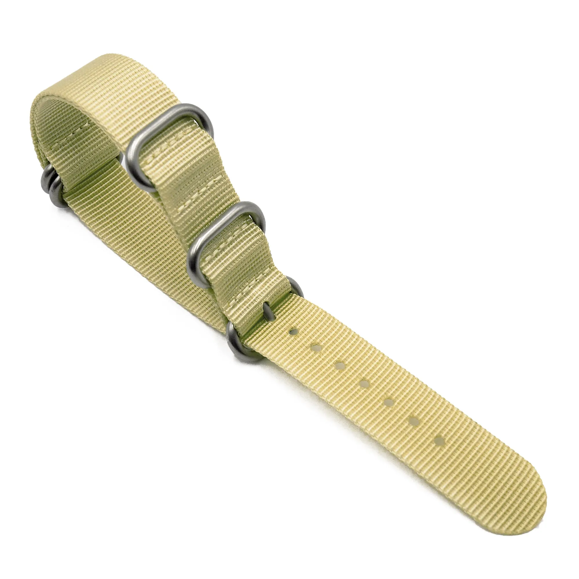 18mm 5 Rings Zulu Military Style Khaki Nylon Watch Strap