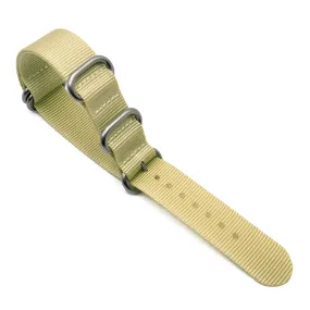 18mm 5 Rings Zulu Military Style Khaki Nylon Watch Strap