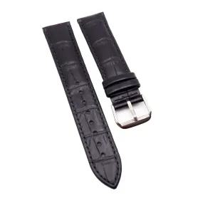 19mm Black Alligator-Embossed Calf Leather Watch Strap