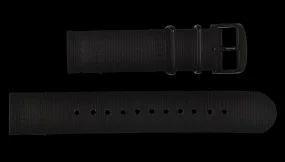 2 Piece 22mm PVD Black NATO Military Watch Strap in Ballistic Nylon