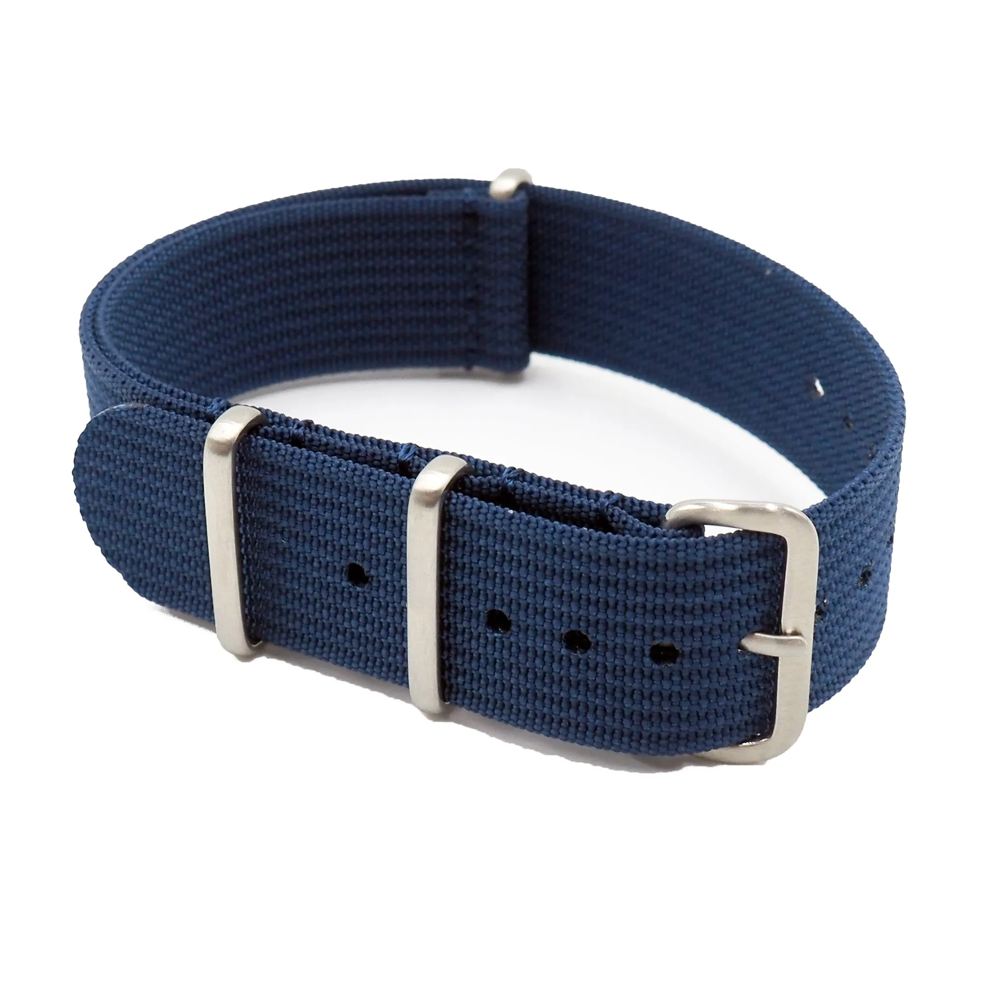 20mm, 22mm Nato Style Blue Ribbed Nylon Watch Strap