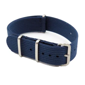 20mm, 22mm Nato Style Blue Ribbed Nylon Watch Strap