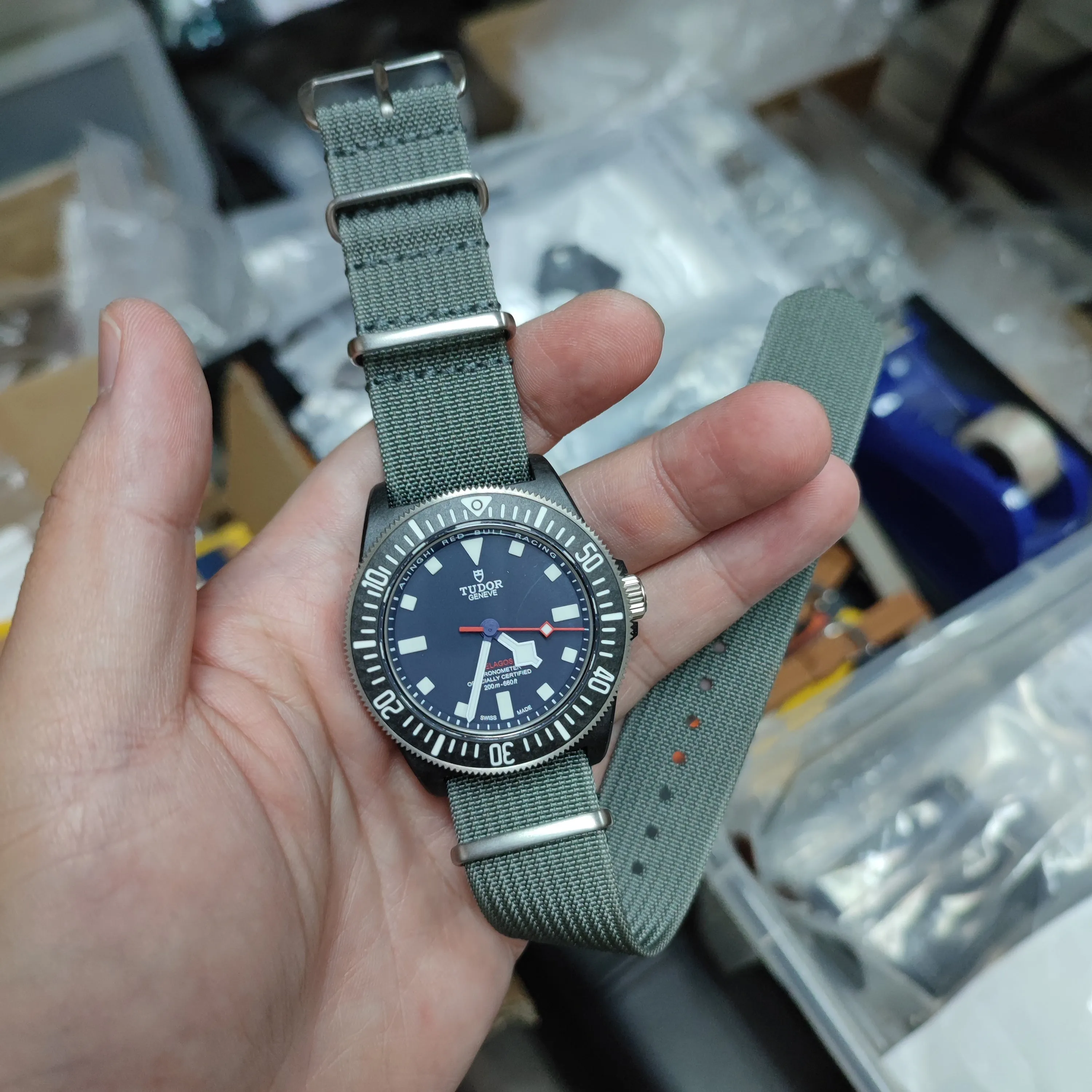 20mm, 22mm Nato Style Gray Ribbed Nylon Watch Strap