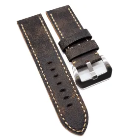 22mm, 24mm, 26mm Tree Bark Pattern Wood Brown Calf Leather Watch Strap
