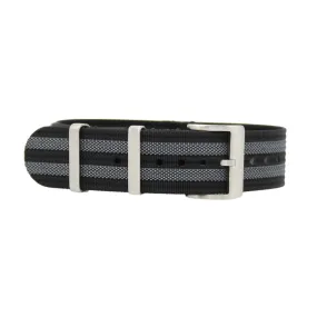 22mm Nato Strap - Black & Grey Striped
