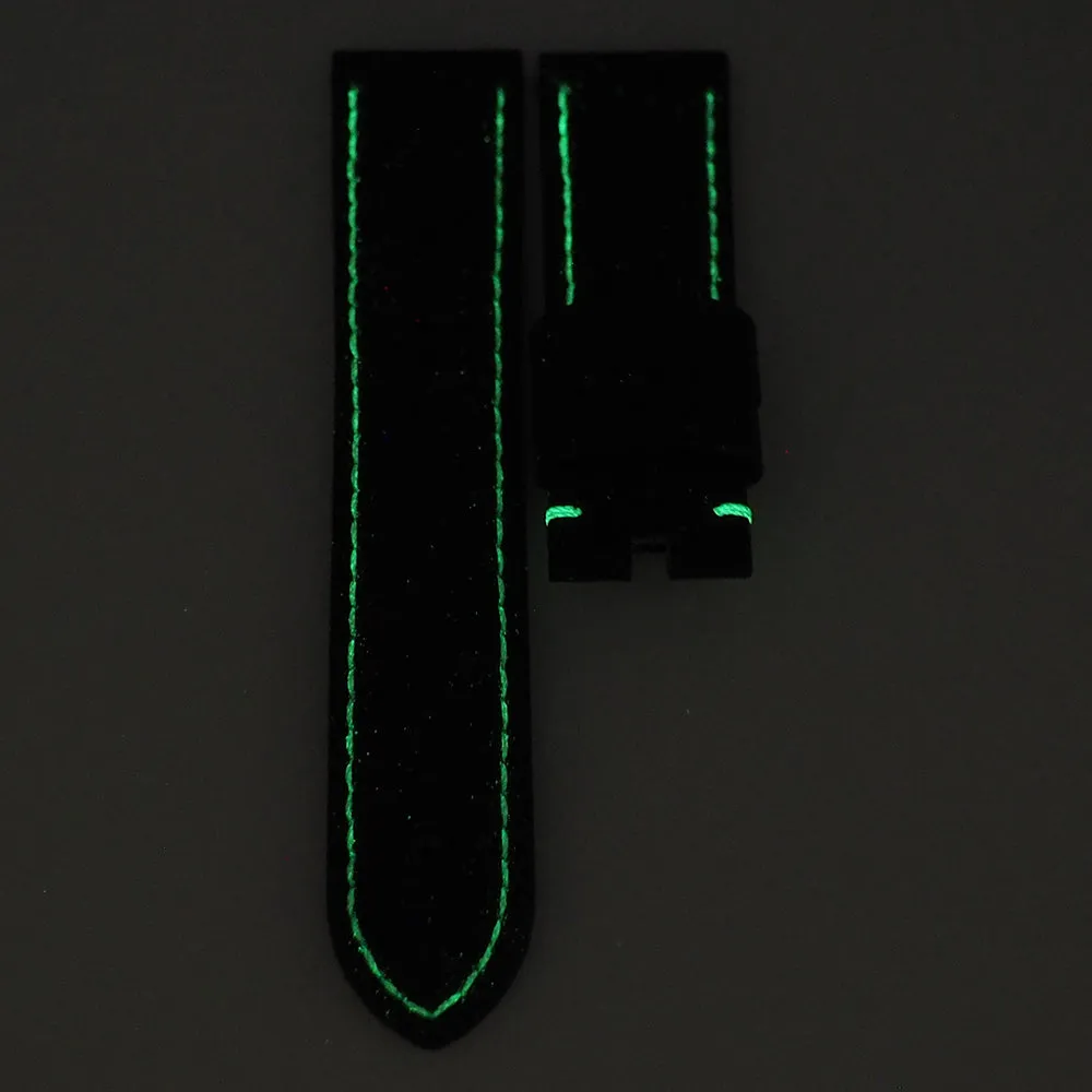 24mm Black Fiber Luminous Stitching Watch Strap For Panerai