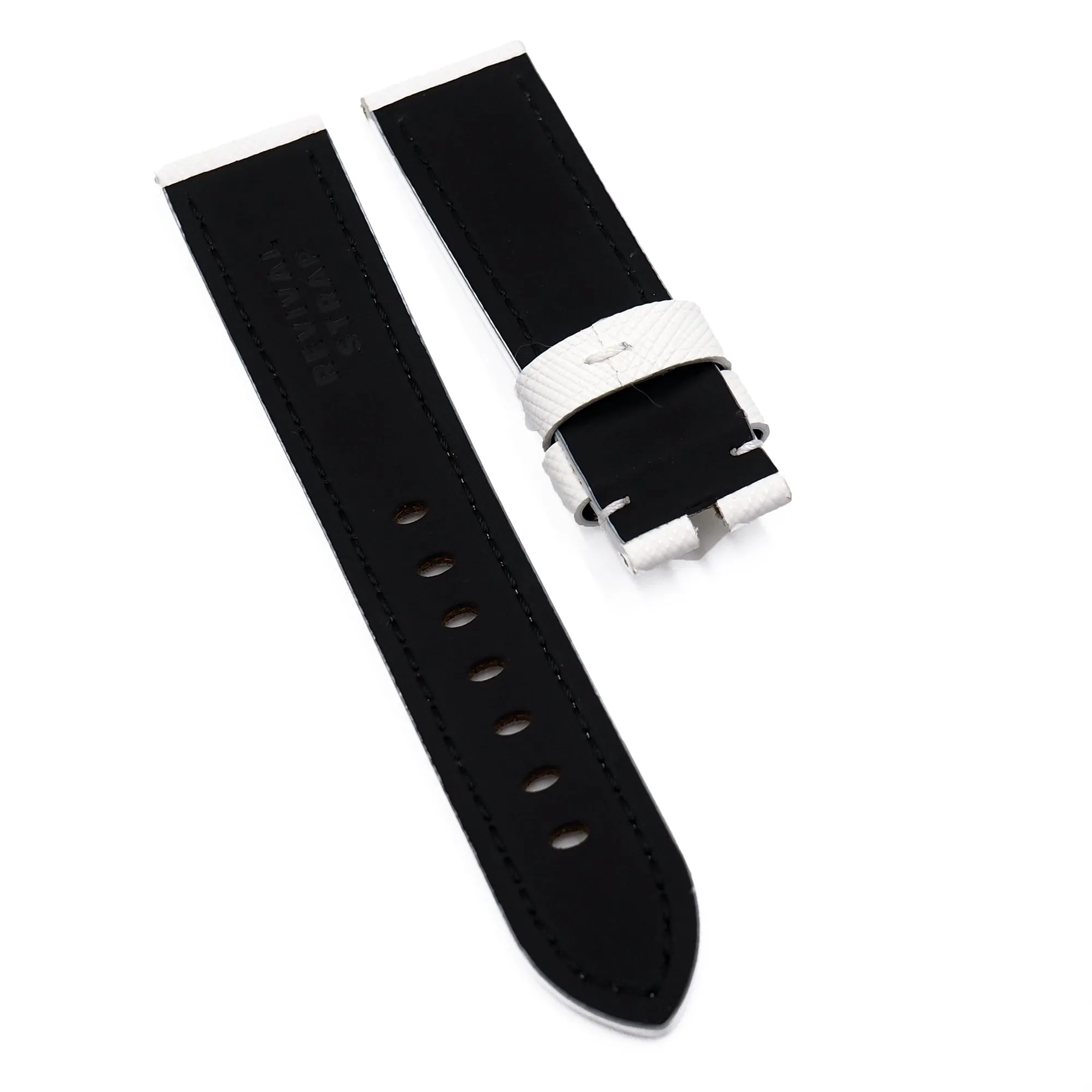 24mm White Saffiano Leather Watch Strap For Panerai
