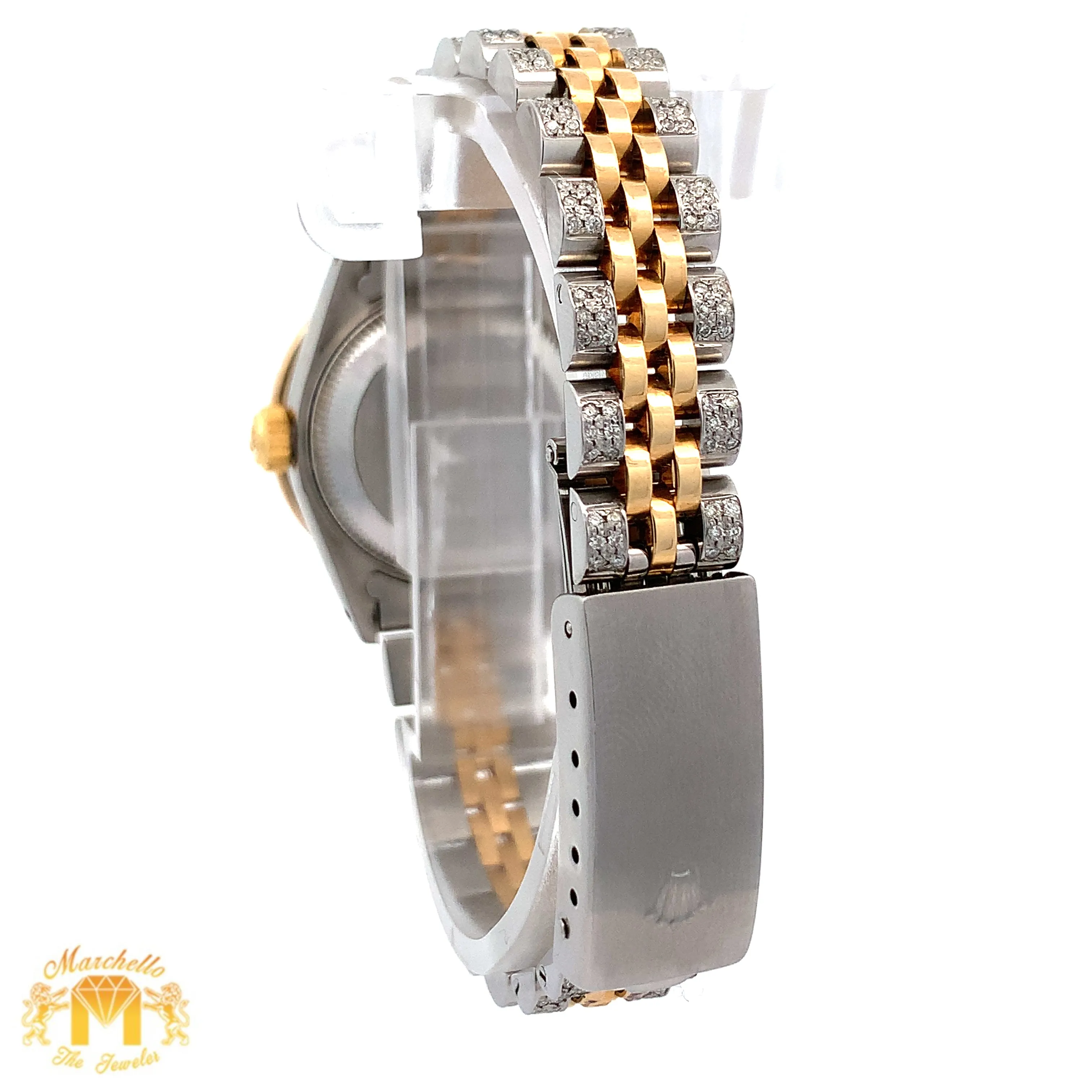 26mm Ladies`Rolex Watch with Two-Tone Jubilee Diamond Bracelet (factory diamond dial, custom diamond bezel)