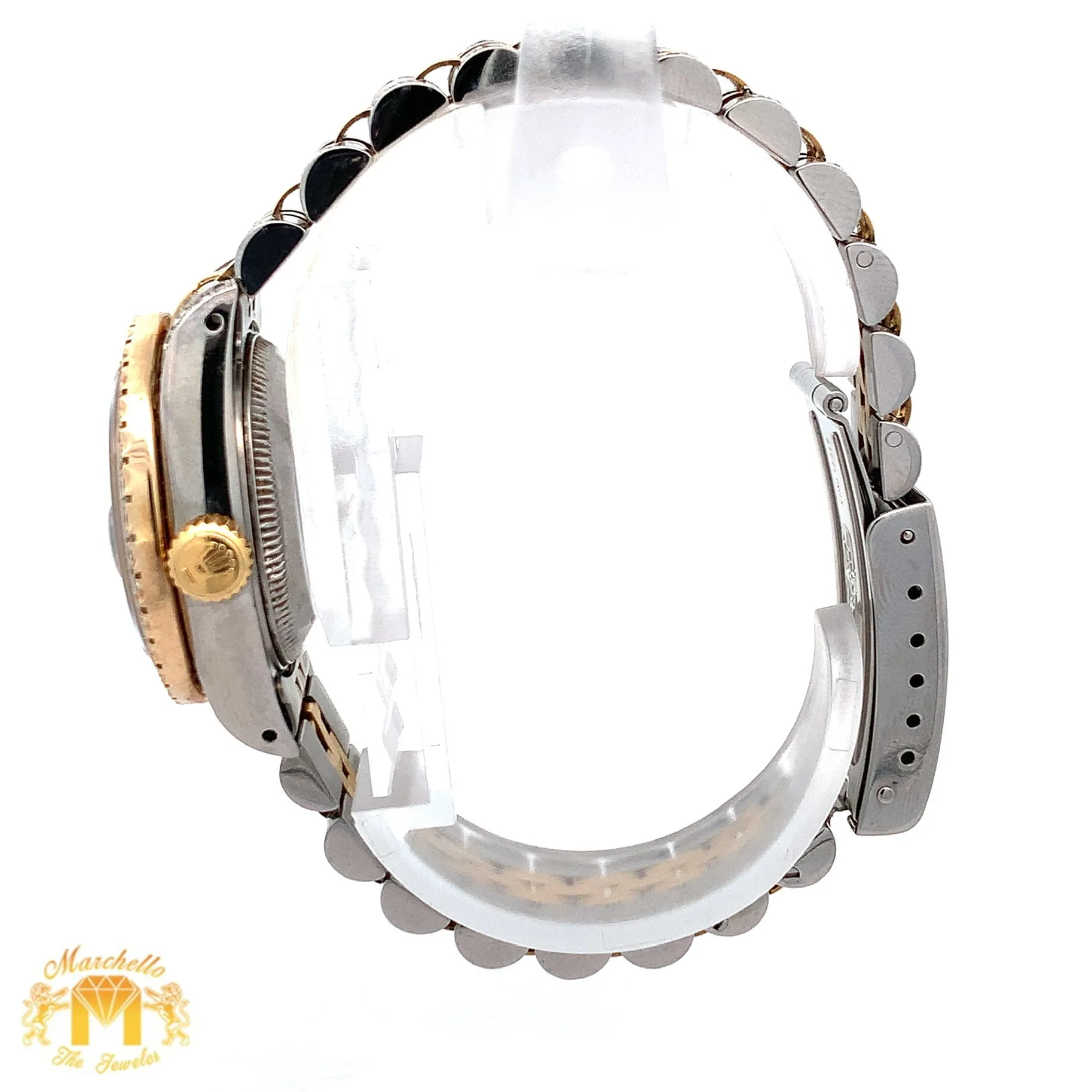 26mm Ladies`Rolex Watch with Two-Tone Jubilee Diamond Bracelet (factory diamond dial, custom diamond bezel)