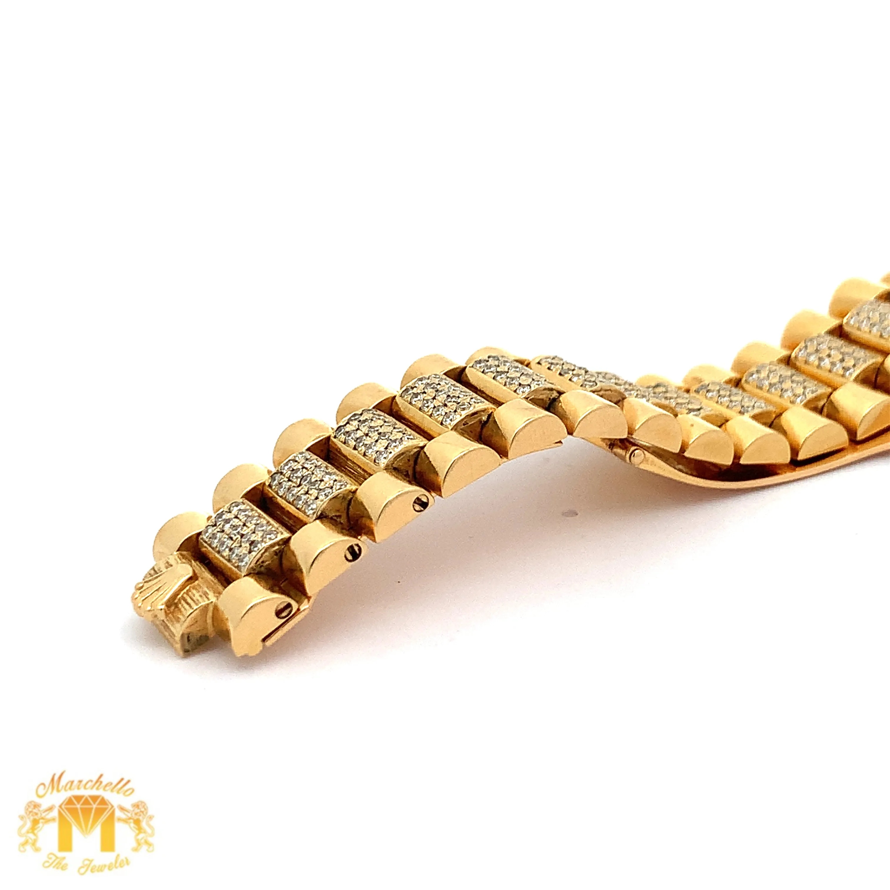 36mm 18k Yellow Gold Rolex Day-Date Diamond Watch (quick-set)