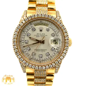 36mm 18k Yellow Gold Rolex Day-Date Diamond Watch (quick-set)
