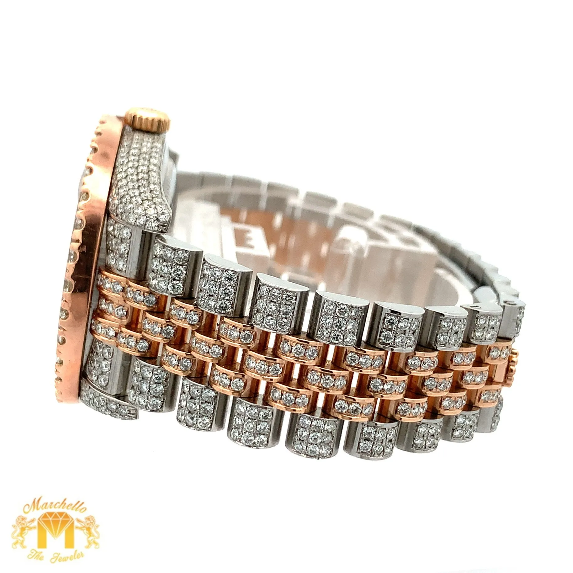 36mm Iced out Rolex Datejust Watch with Two-Tone Jubilee bracelet