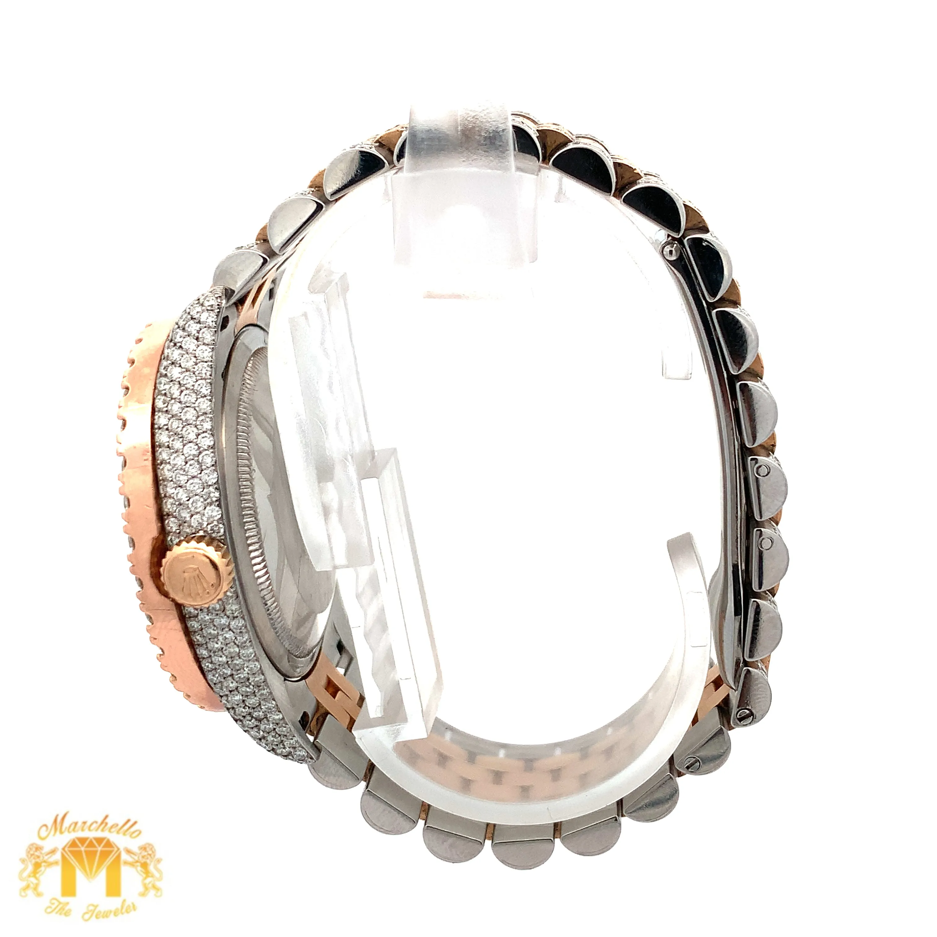 36mm Iced out Rolex Datejust Watch with Two-Tone Jubilee bracelet