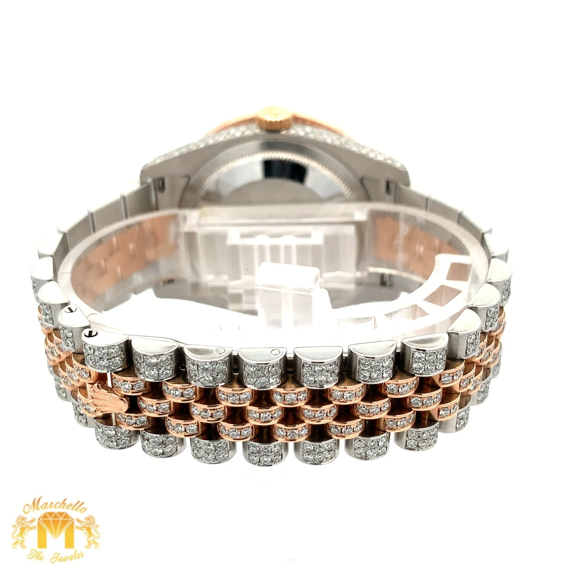 36mm Iced out Rolex Datejust Watch with Two-Tone Jubilee bracelet