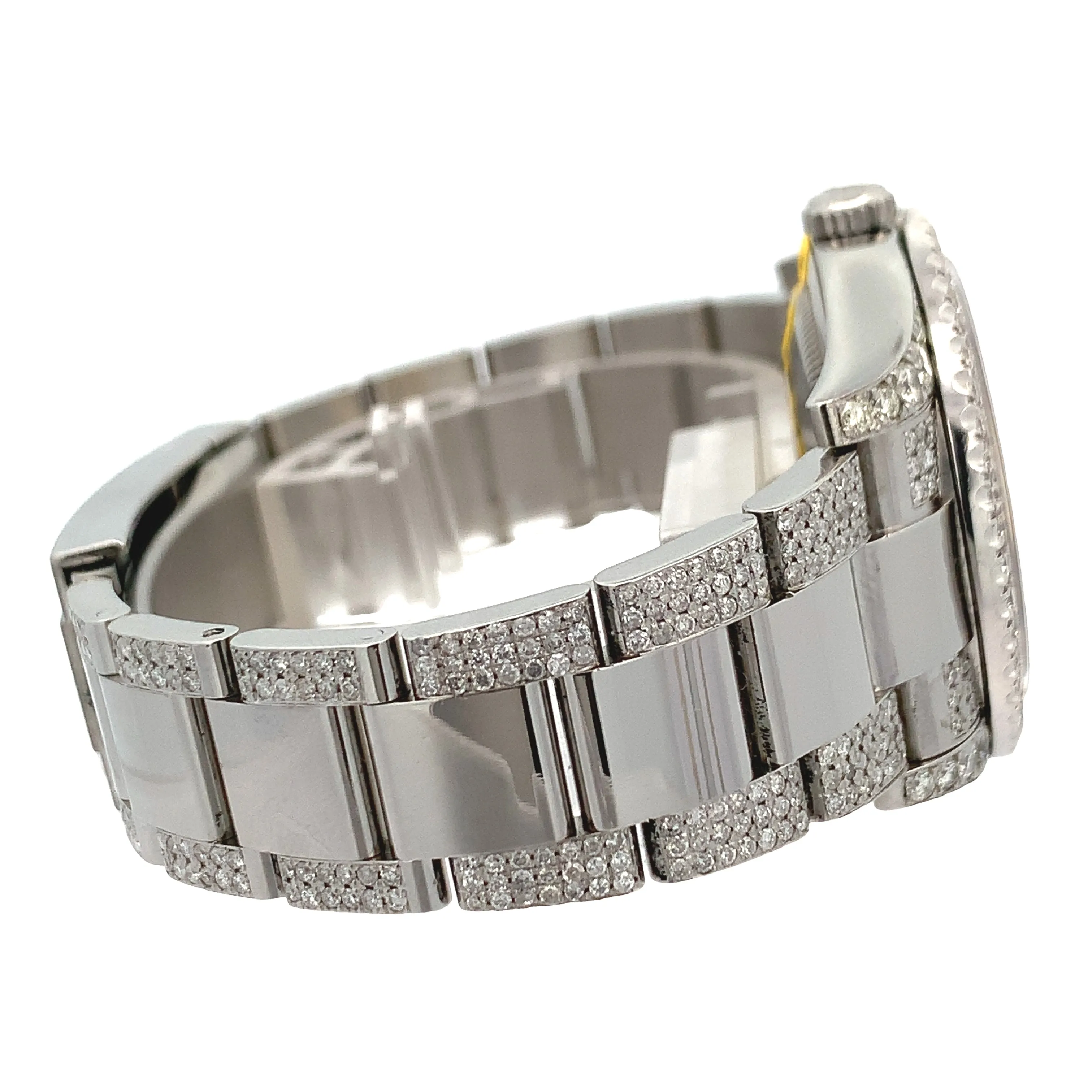 36mm Rolex Watch with Stainless Steel Oyster Diamond Bracelet (royal blue dial, diamond bezel)
