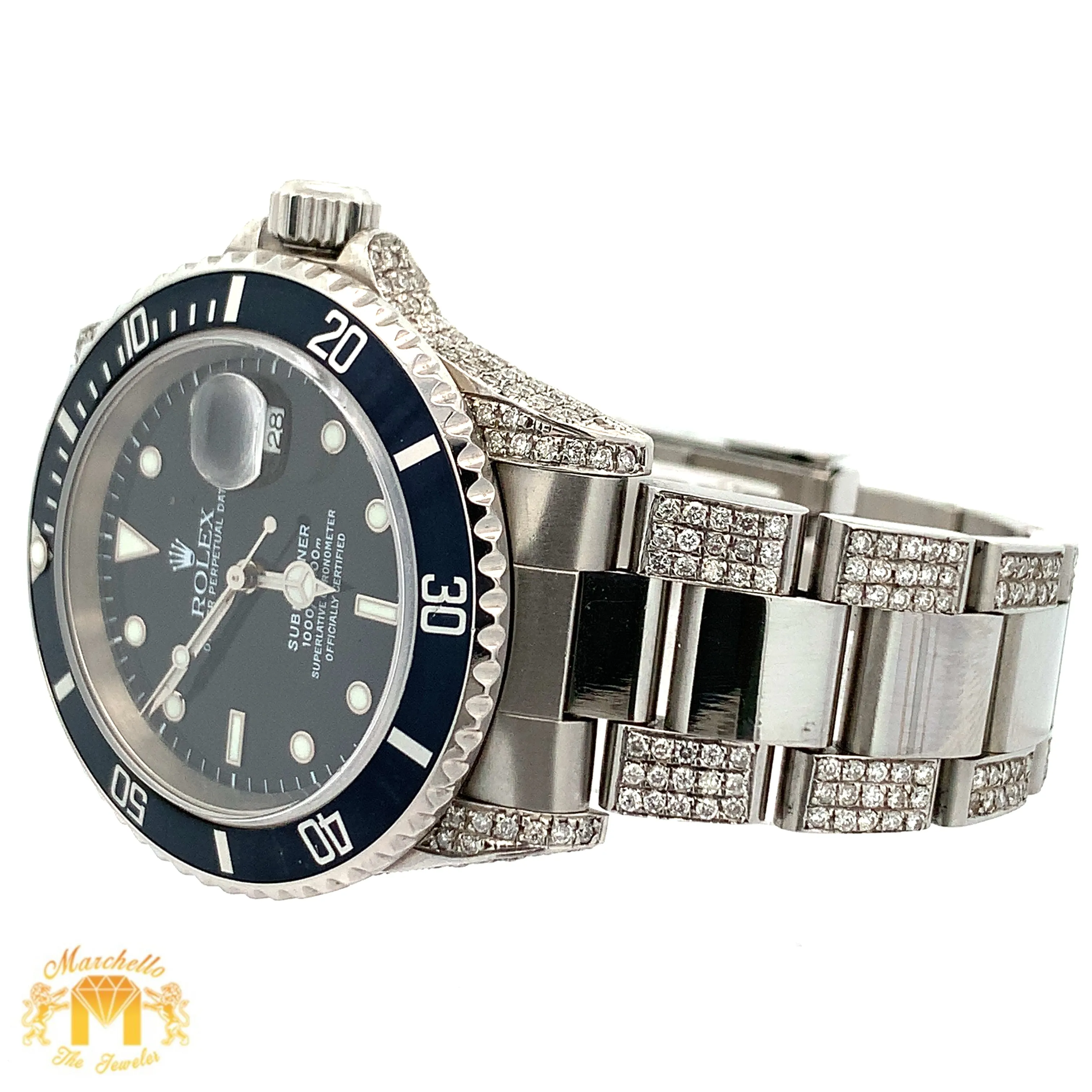 40mm Rolex Submariner Watch with Stainless Steel Oyster Diamond Bracelet