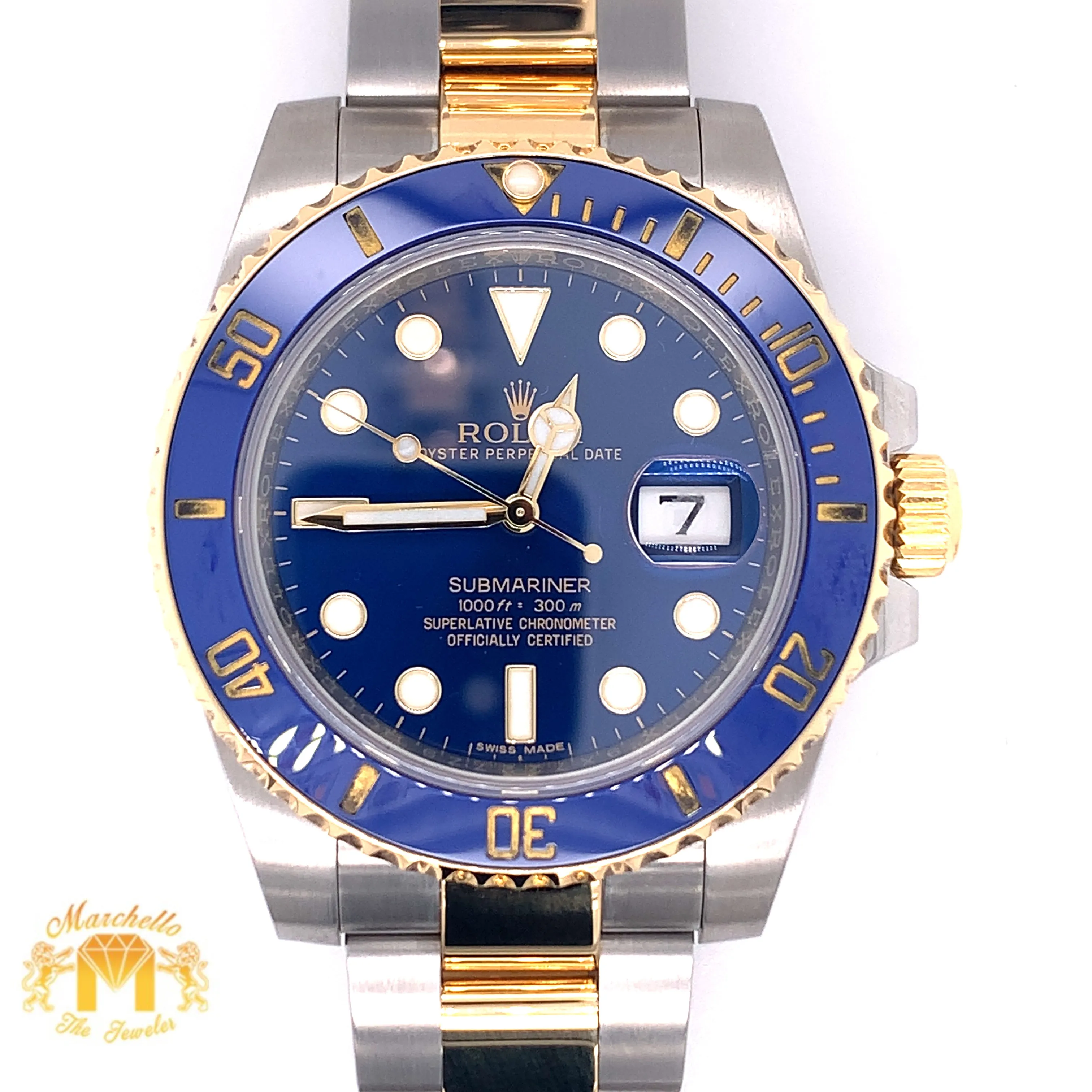 40mm Rolex Submariner Watch with Two-tone Oyster Bracelet (Papers: Year 2019)
