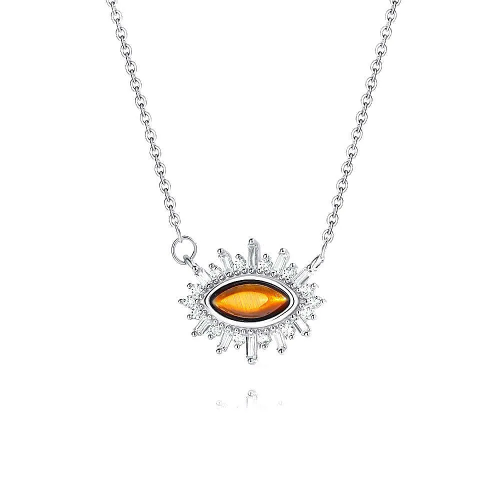 925 Silver Corona Eye Tiger Eye Necklace