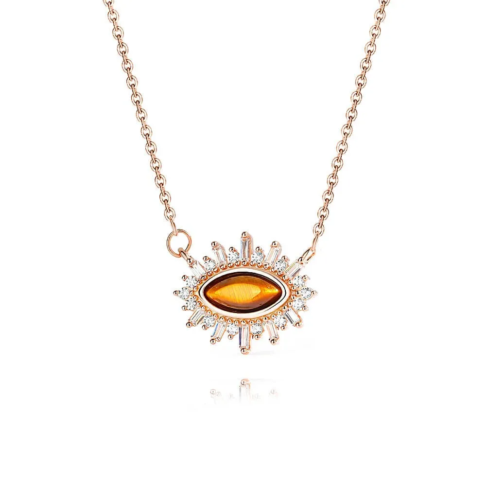 925 Silver Corona Eye Tiger Eye Necklace
