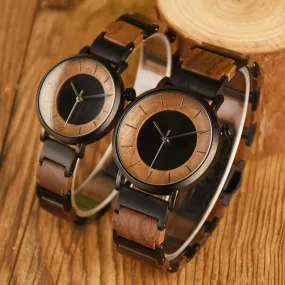 Alexander - Black Steel & Walnut Couple Watches