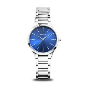 Bering 30mm Titanium Blue Quartz Watch