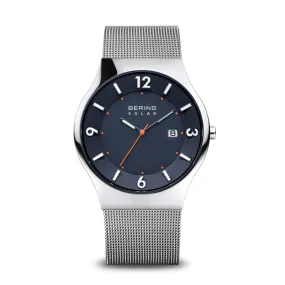 Bering 40mm Stainless Steel Blue Solar Watch