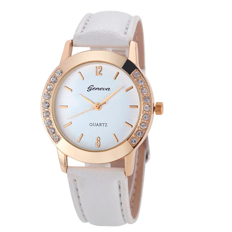 Bilateral Diamond Ladies Belt Casual Watch Geneva Watch With Diamond British Watch
