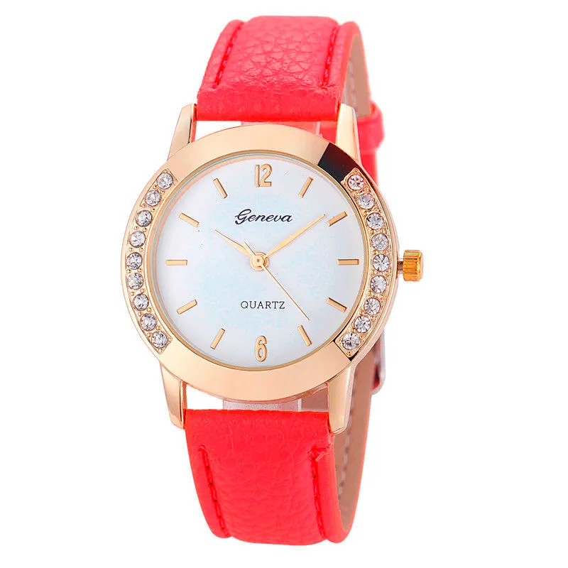 Bilateral Diamond Ladies Belt Casual Watch Geneva Watch With Diamond British Watch