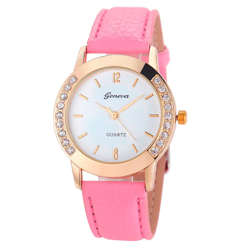 Bilateral Diamond Ladies Belt Casual Watch Geneva Watch With Diamond British Watch