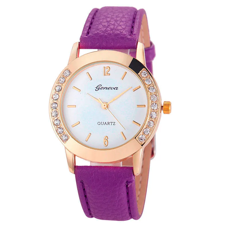 Bilateral Diamond Ladies Belt Casual Watch Geneva Watch With Diamond British Watch
