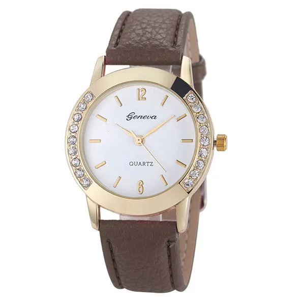 Bilateral Diamond Ladies Belt Casual Watch Geneva Watch With Diamond British Watch