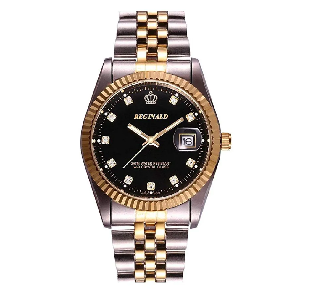 Black Face Gold Silver Color Watch Diamond Dial Oyster Watch 2-Tone Datejust Dress Watch Gift