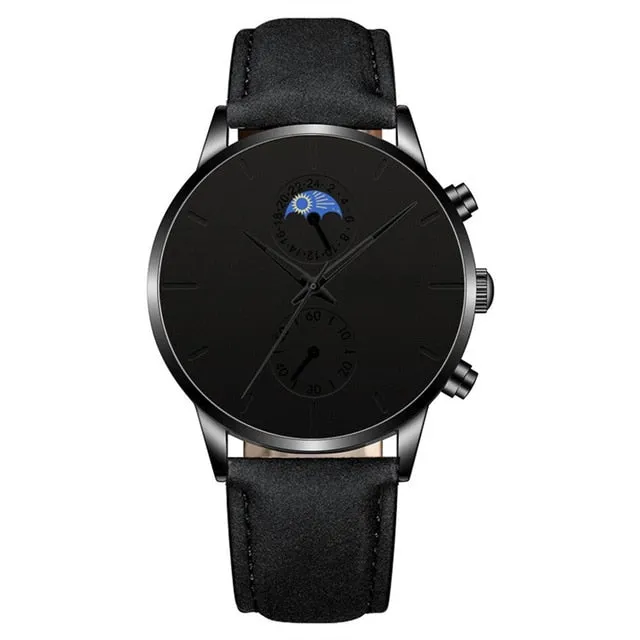 Black Fashion Dark Style Stainless Steel Quartz Casual Watches