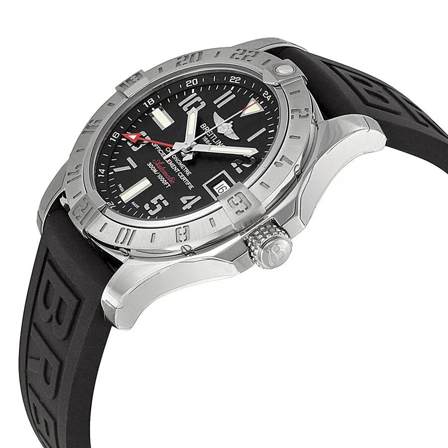 Breitling Avenger II GMT Black Dial Black Rubber Automatic Men's Watch A3239011-BC34BKPD3 A3239011-BC34-153S-A20D.2