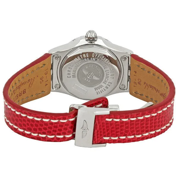 Breitling Galactic 30 White Diamond Dial Red Strap Ladies Watch RDLD A71340L2-A713