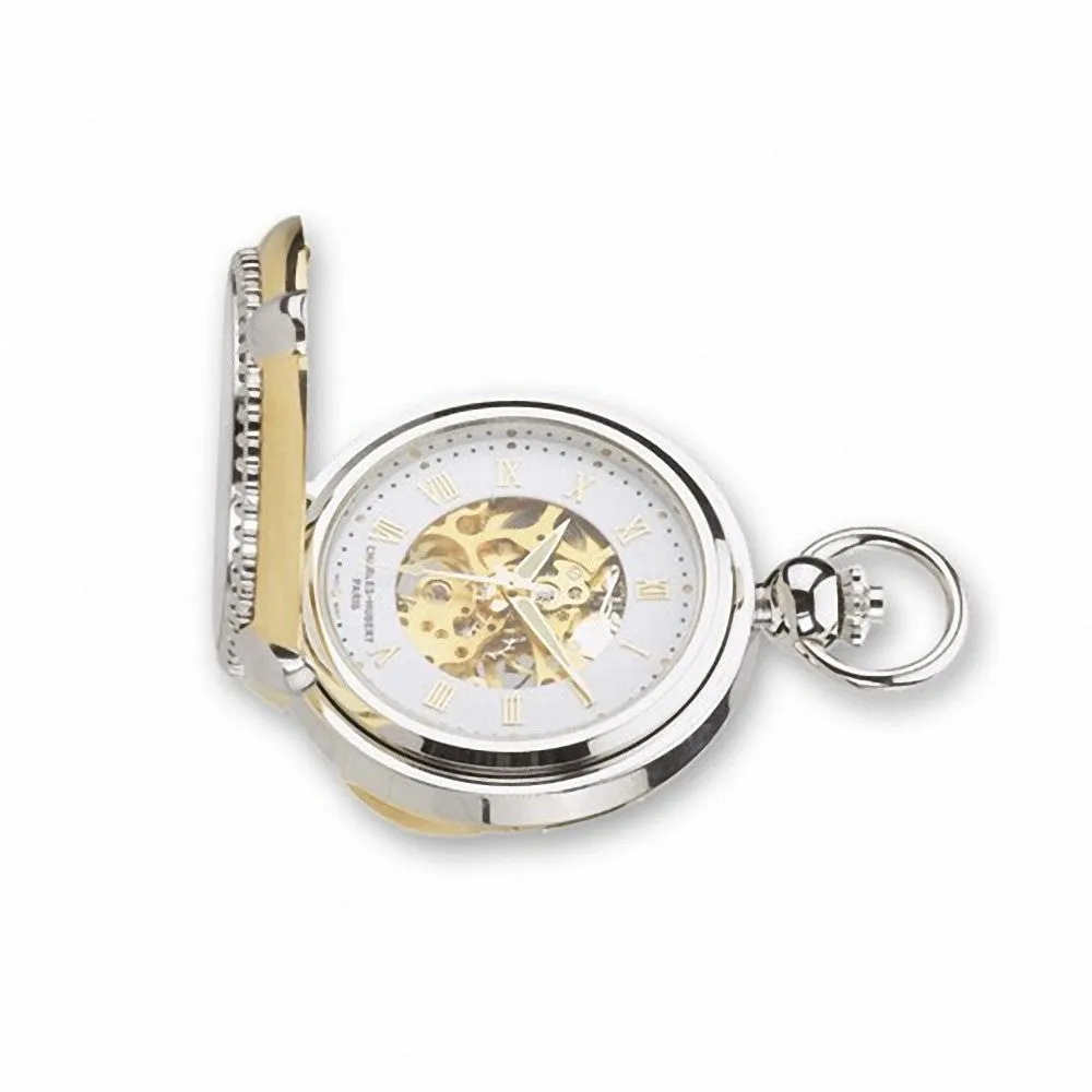 Charles Hubert Paris: Photo Insert White Dial Two-Tone Brass Pocket Watch 3846