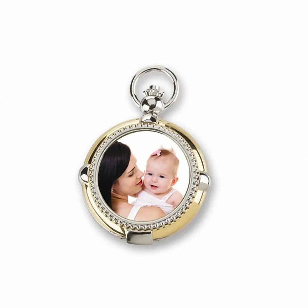 Charles Hubert Paris: Photo Insert White Dial Two-Tone Brass Pocket Watch 3846