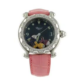 Chopard Happy Beach Black Dial Pink Leather Ladies Watch 288914