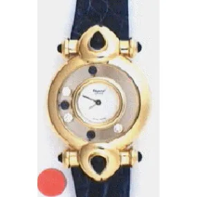Chopard Happy Diamonds Floating Diamond and Sapphire Dial Gold Ladies Watch 205953-0003