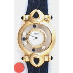 Chopard Happy Diamonds Floating Diamond and Sapphire Dial Gold Ladies Watch 205953-0003