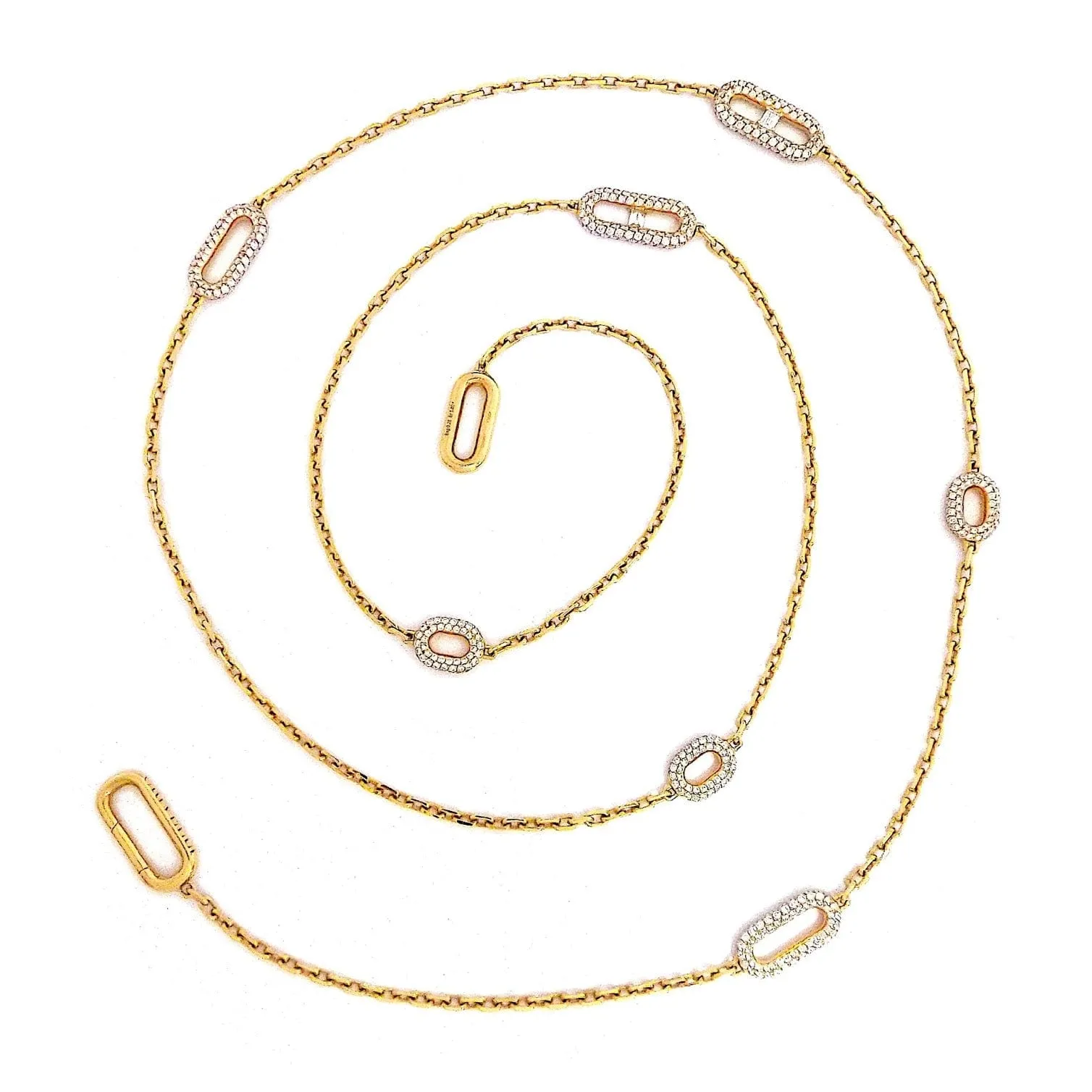 Crivelli 18K Rose Gold Diamond Long Paperclip Chain Necklace ASC5513