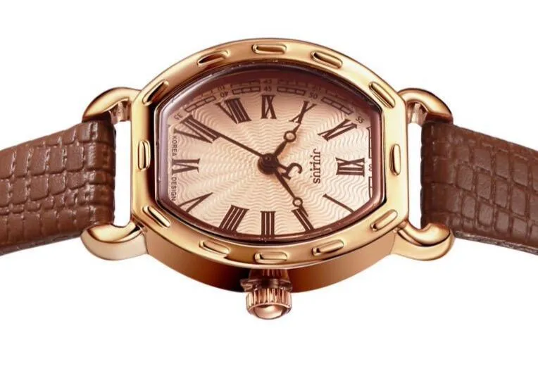 Elegant Brown Leather Women's Watch by JULIUS (JA-544E)