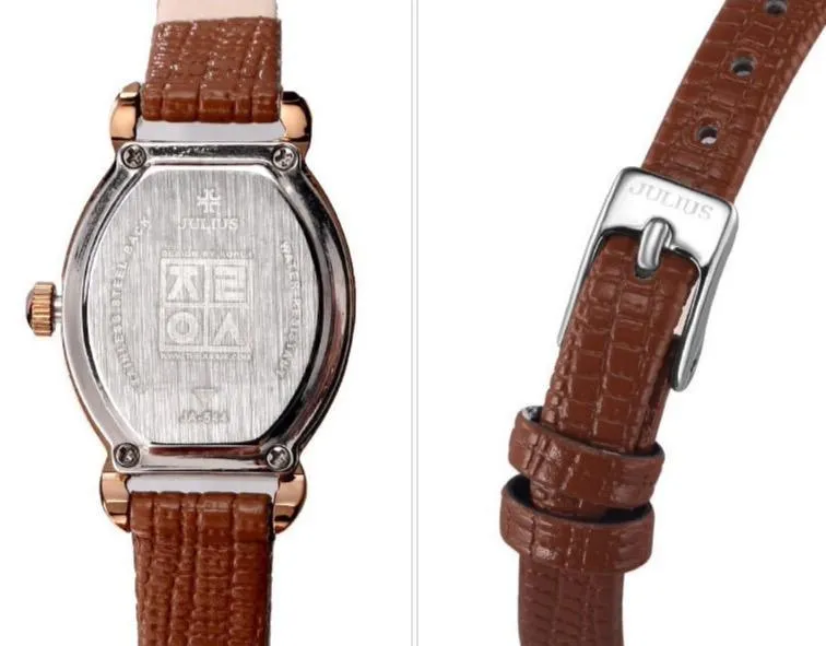 Elegant Brown Leather Women's Watch by JULIUS (JA-544E)