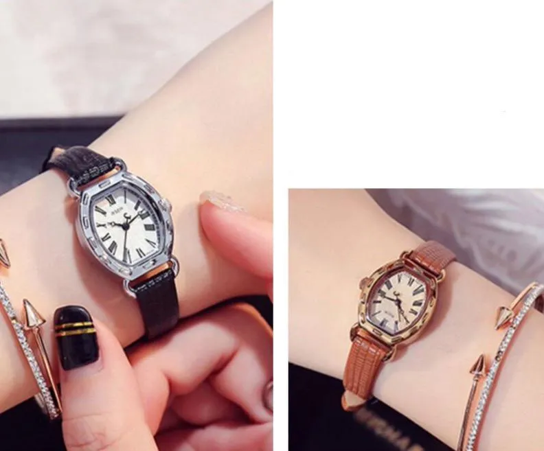 Elegant Brown Leather Women's Watch by JULIUS (JA-544E)