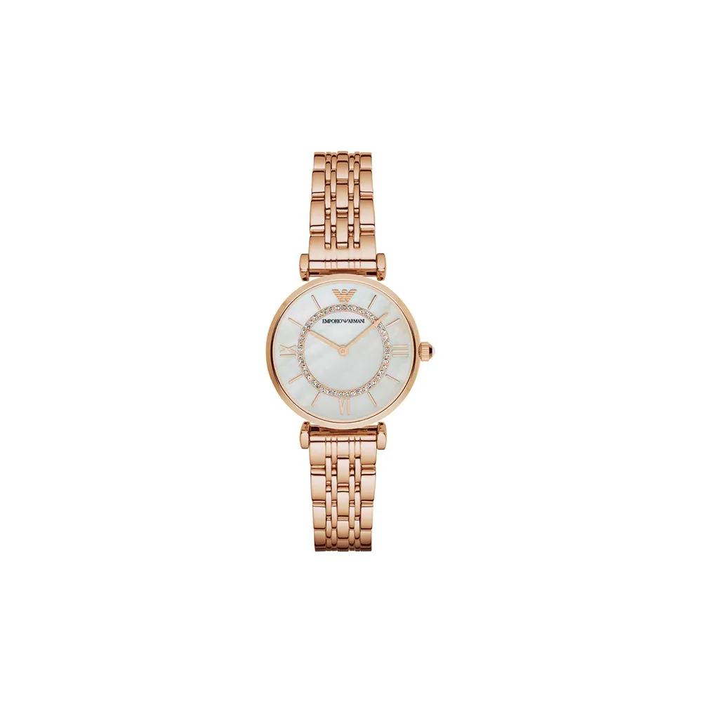 Emporio Armani Women's Two-Hand Rose Gold-Tone Stainless Steel Watch
