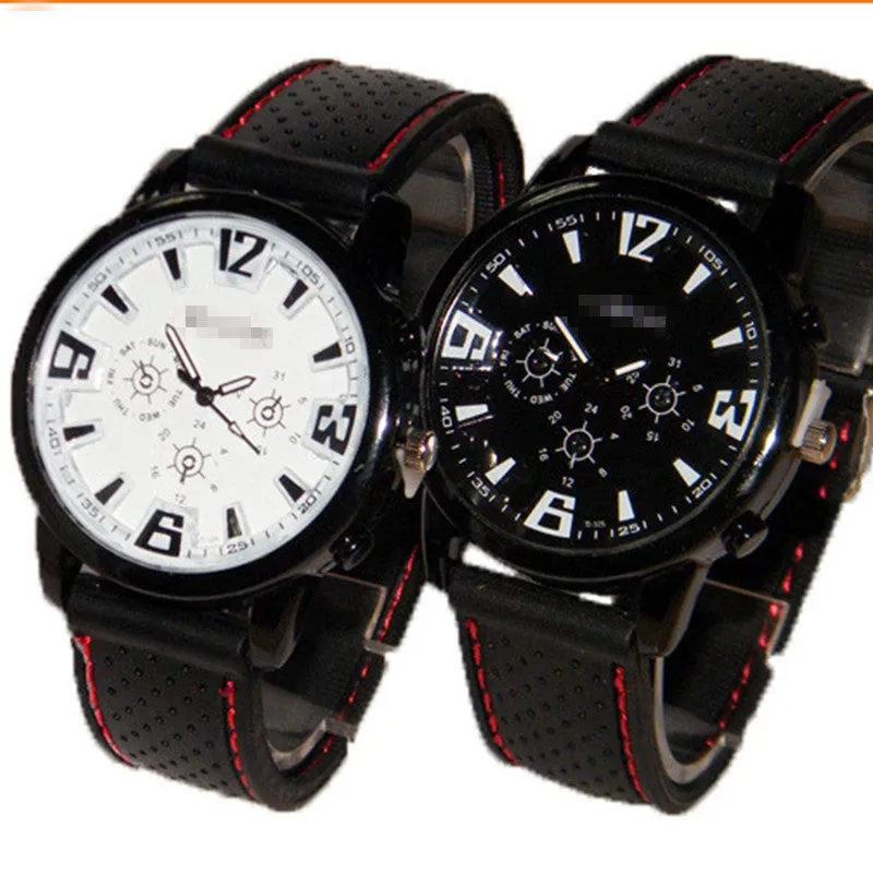 Fashion Military Leisure Quartz Personality Silicon Black White Wrist Watch