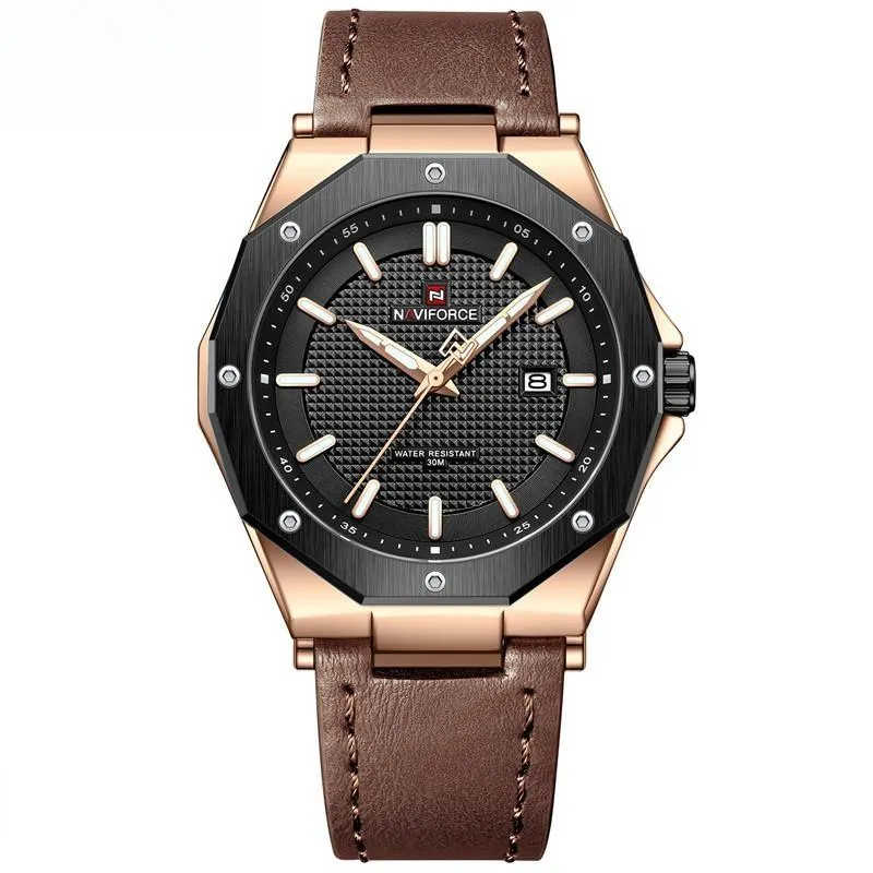 Fashion Sports Mens Watch Waterproof Luminous Leather Strap Personality Male Wristwatch