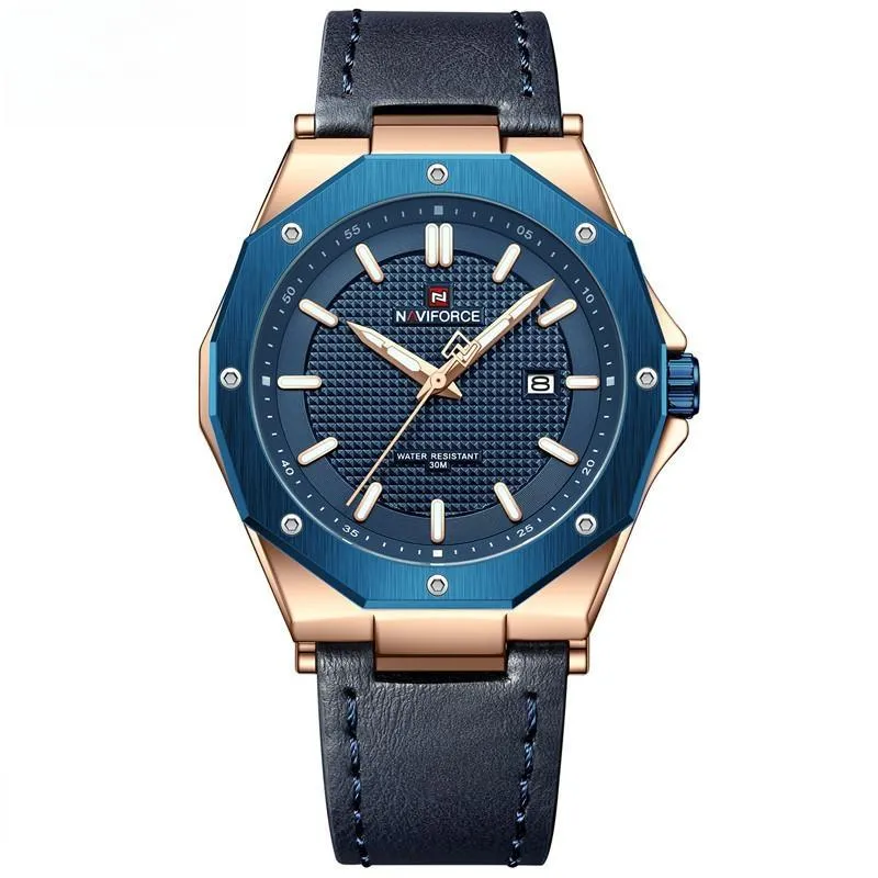 Fashion Sports Mens Watch Waterproof Luminous Leather Strap Personality Male Wristwatch